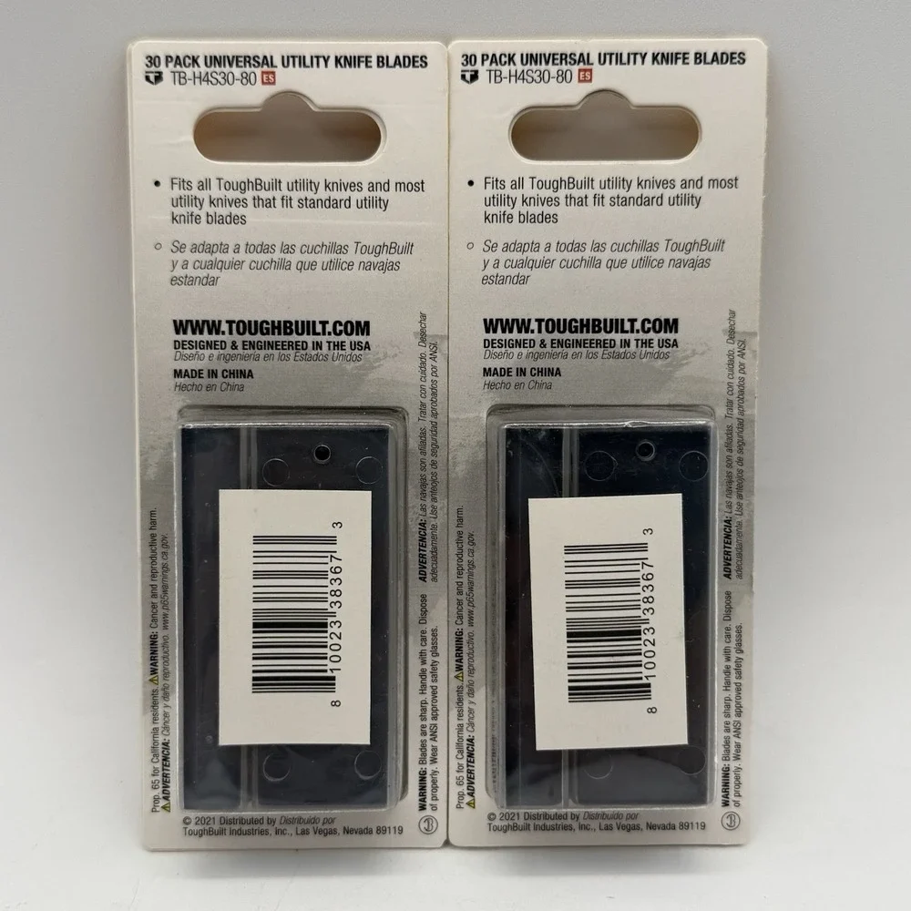 (2) NEW 30-pack ToughBuilt Universal Utility Knife Blades‎ - 60 Blades Total